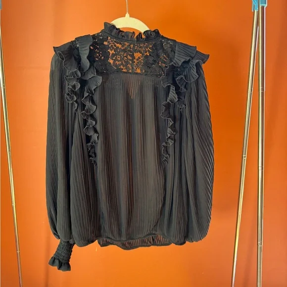 By Anthropologie Pleated Ruffle Blouse size S - Picture 3 of 3